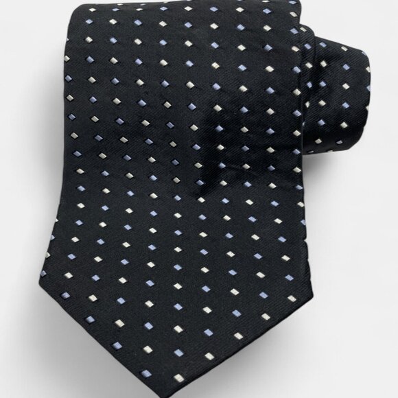Calvin Klein Silk Tie Black Blue Diamond Geometric Business Formal Dress - Picture 2 of 6